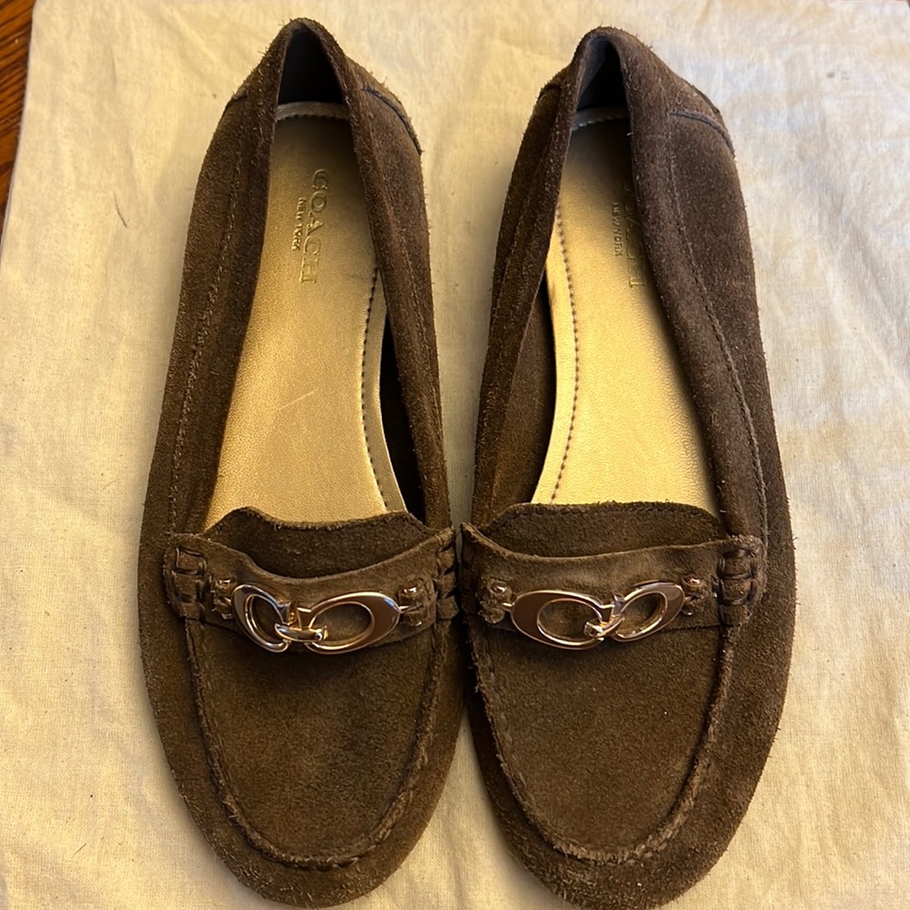 Brown Suede Coach Loafers